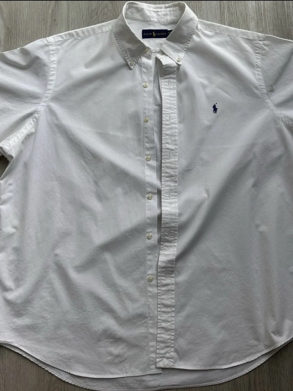 Polo by Ralph Lauren White Short-Sleeve Button-Down Shirt with Navy Pony
